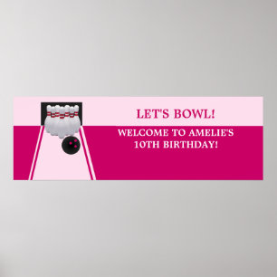 Póster Cartel de la Fiesta Bowling GirlBirthday