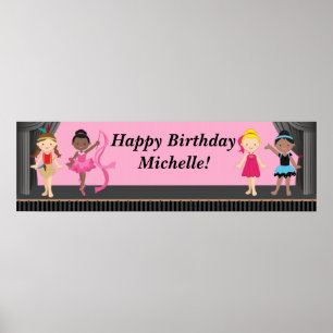 Póster Cartel de la fiesta de cumpleaños Ballerina Dance