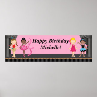 Póster Cartel de la fiesta de cumpleaños Ballerina Dance 