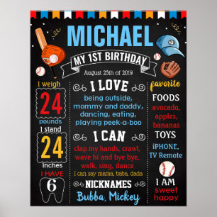 Póster Cartel de la fiesta de cumpleaños de béisbol