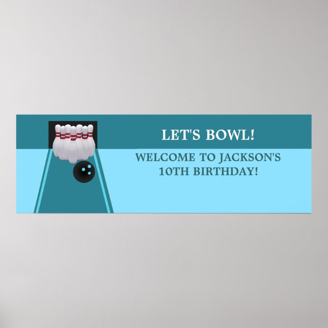 Póster Cartel de la fiesta de cumpleaños de Bowling (Frente)