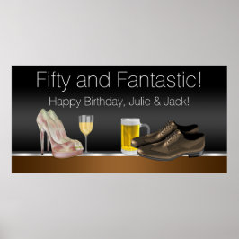 Póster Cartel de la fiesta de cumpleaños de hombre y muje