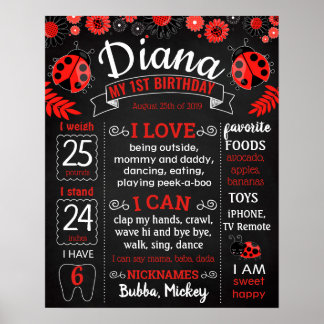 Póster Cartel de la fiesta de cumpleaños de Lady Bug
