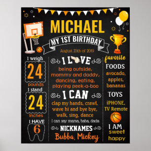 Póster Cartel de la fiesta de cumpleaños del baloncesto