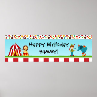Póster Cartel de la fiesta de cumpleaños del Circo 40x12