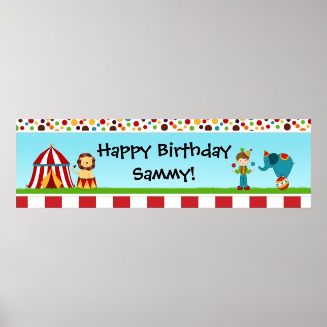 Póster Cartel de la fiesta de cumpleaños del Circo 40x12 (Frente)