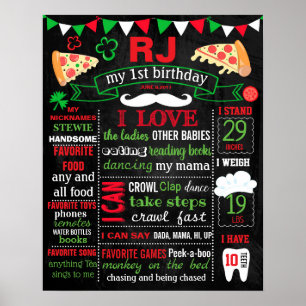 Póster Cartel de la fiesta de cumpleaños Pizza