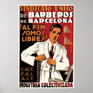 Póster Cartel de la Guerra Civil Española Barberos de Bar
