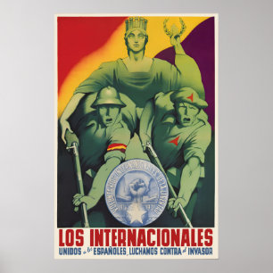 Póster Cartel de la Guerra Civil Española Brigadas Intern