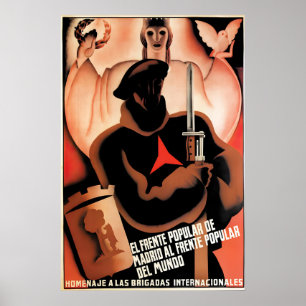 Póster Cartel de la Guerra Civil Española Brigadas Intern