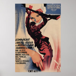 Póster Cartel de la Guerra Civil Española Camarada, ayuda