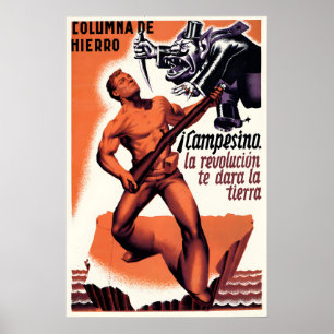 Póster Cartel de la Guerra Civil Española Campesino, él r