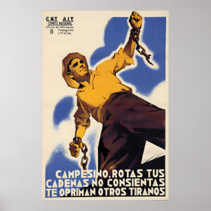 Póster Cartel de la Guerra Civil Española Campesino, romp