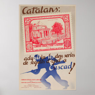 Póster Cartel de la Guerra Civil Española Cataluña Ayuda 