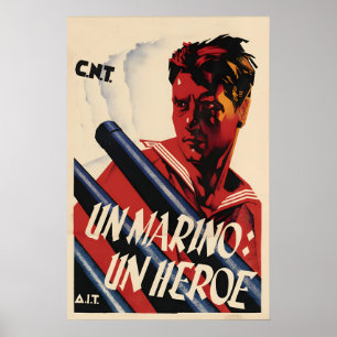 Póster Cartel de la Guerra Civil Española CNT Un marinero