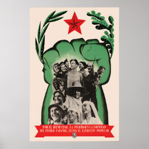 Póster Cartel de la Guerra Civil Española  El frente popu