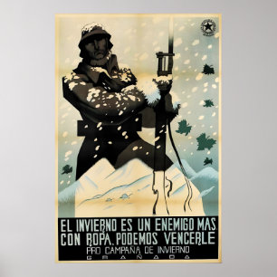 Póster Cartel de la Guerra Civil Española El invierno es 