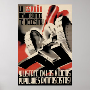Póster Cartel de la Guerra Civil Española España democrát