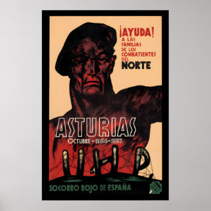 Póster Cartel de la Guerra Civil Española Huelga de miner