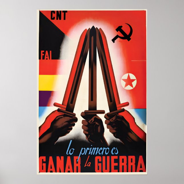 Póster Cartel de la Guerra Civil Española Lo primero es g (Frente)