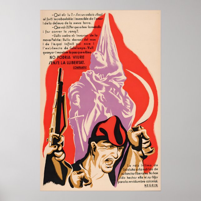 Póster Cartel de la Guerra Civil Española No podría vivir (Frente)
