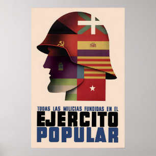 Póster Cartel de la Guerra Civil Española Todas las fuerz