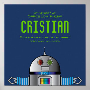 Póster cartel de la habitación del niño ROBOT / cumpleaño