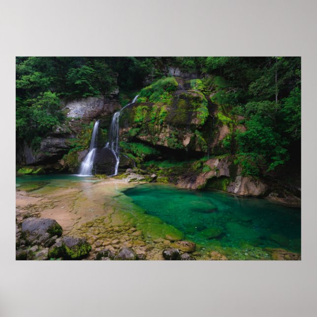 Póster Cartel de la impresionante cascada Virje, Esloveni (Frente)