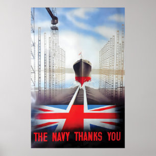 Póster Cartel de la Marina Real de la Segunda Guerra Mund