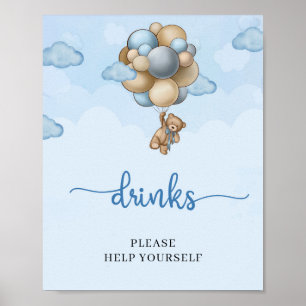 Póster Cartel de la mesa de bebidas con globos marrones a