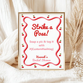 Póster Cartel de la mesa Retro Cherry Bridal Shower