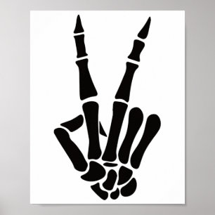 Póster Cartel de la paz de mano en esqueleto Bones Hallow