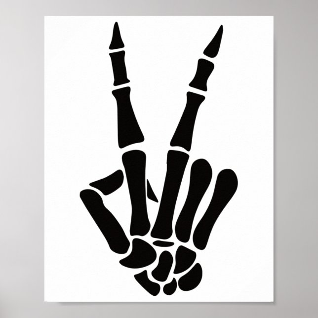 Póster Cartel de la paz de mano en esqueleto Bones Hallow (Frente)