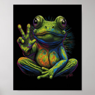 Póster Cartel de la Paz Ranas de Yoga Ranas de la Paz Tie