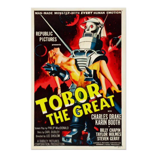 Póster Cartel de la película de terror del robot TOBOR (Anverso)