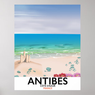 Póster Cartel de la playa de Antibes Francia