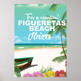 Póster Cartel de la playa de Figueretas Ibiza