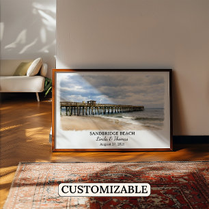 Póster Cartel de la playa de Sandbridge Virginia, Acuarel