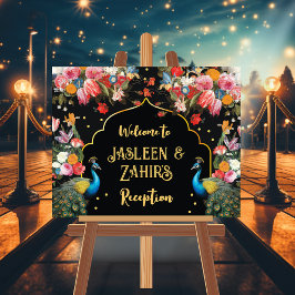 Póster Cartel de la recepción de bienvenida india con mot