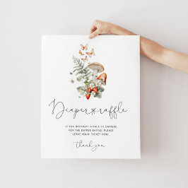 Póster Cartel de la rifa de pañales de madera para hongos