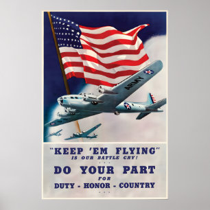 Póster Cartel de la Segunda Guerra Mundial Fuerza Aérea d