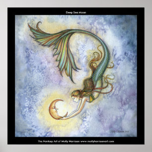 Póster Cartel de la Sirena de la Luna de Mar Profundo