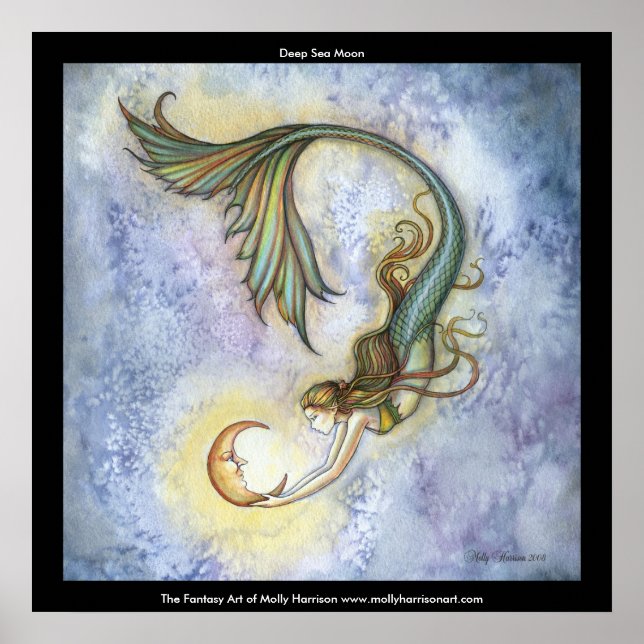 Póster Cartel de la Sirena de la Luna de Mar Profundo (Frente)