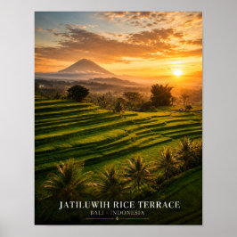 Póster Cartel de la terraza de arroz de Jatiluwih en Bali