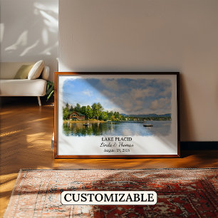 Póster Cartel de Lake Placid Nueva York, Acuarela, Person