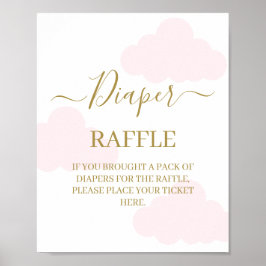 Póster Cartel de las nubes Baby Shower de Diaper Raffle