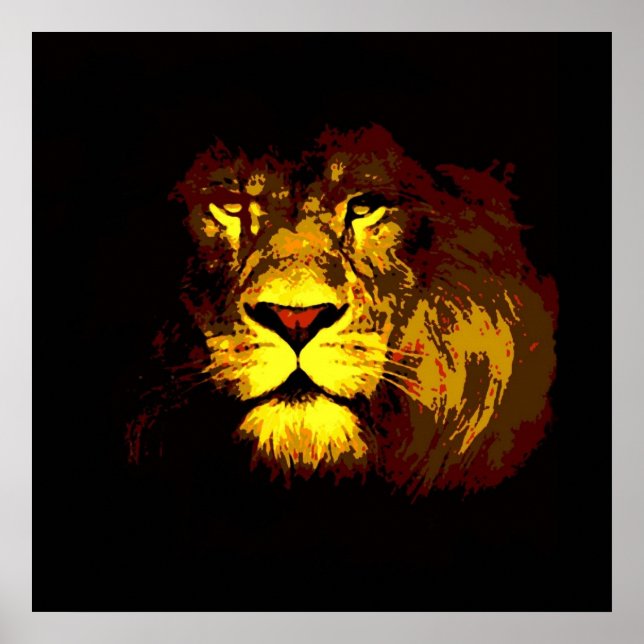 Póster Cartel de león impreso (Frente)