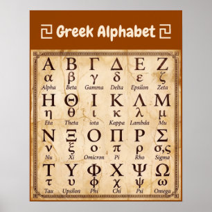 Póster Cartel de letras del alfabeto griego antiguo ABC, 