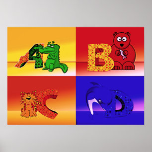 Póster cartel de letras para niños