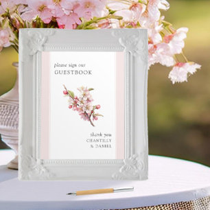 Póster Cartel de Libro de Firmas de Boda Imprimible Flor 